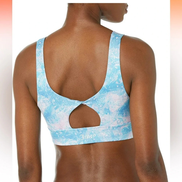 Juicy Couture NWT Twist back removable pads vneck sports bra Aurora Print sz M - Picture 3 of 12